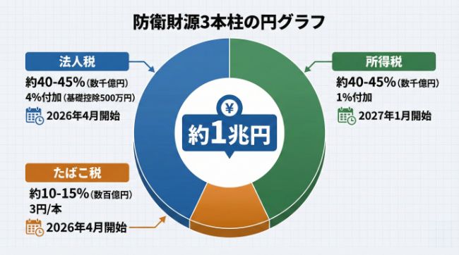 防衛財源3本柱の円グラフ