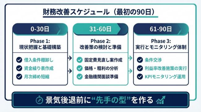 財務改善スケジュール(最初の90日)