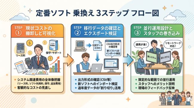 乗換え3ステップ フロー図