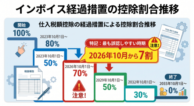 インボイス経過措置の控除割合推移