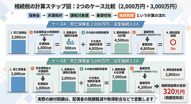 2,000万円・3,000万円の計算ステップ図