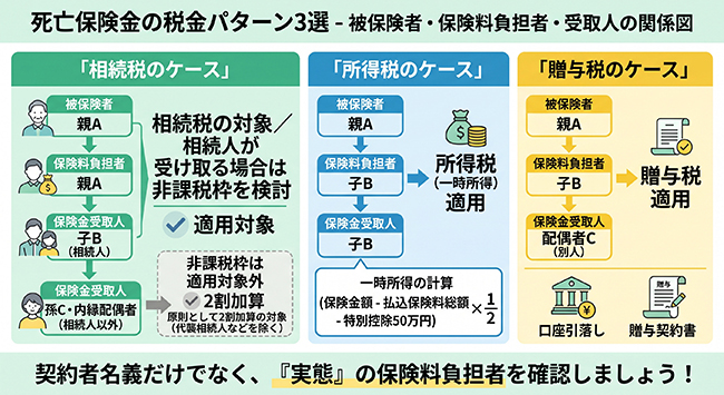 被保険者・保険料負担者・受取人の関係図