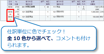 仕訳に付箋をつけるイメージ