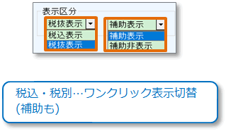 税抜・税込ワンクリック切替イメージ