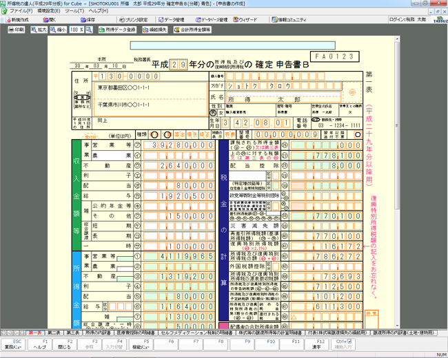 確定申告書作成画面イメージ